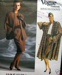 1915 VOGUE ANNE KLEIN SWING JACKET, COAT, SKIRT, TOP 80s PATTERN 8-12 UNCUT